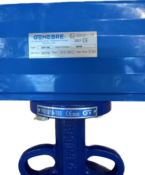 Засувка Батерфляй Genebre 2103 з чавунним диском Ду 300 з приводом GNP 513 genebre-2103-22 фото